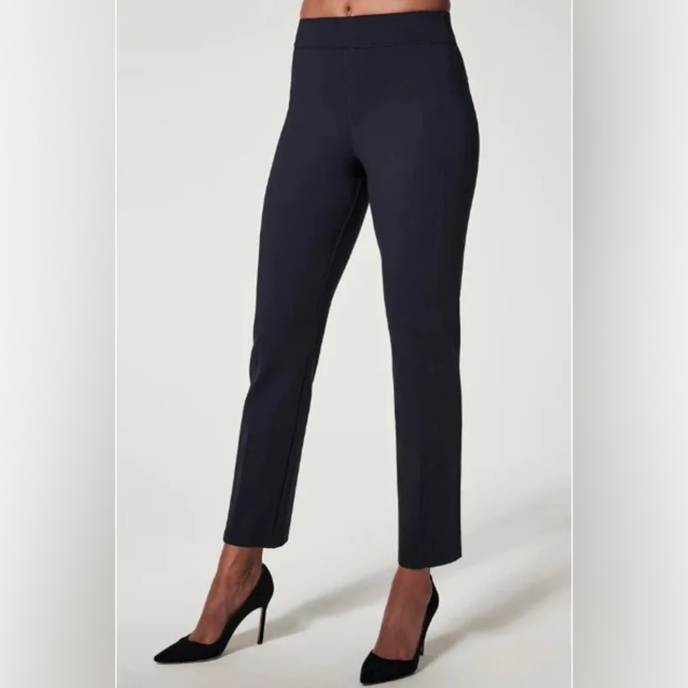 The “Perfect Pant” by Spanx, straight leg ankle pants in Navy